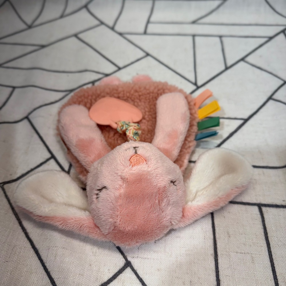 Itzy Ritzy Bunny Lovey One Size Pink Sherpa Plush Heart Teether Sensory‎ Toy - Picture 5 of 8